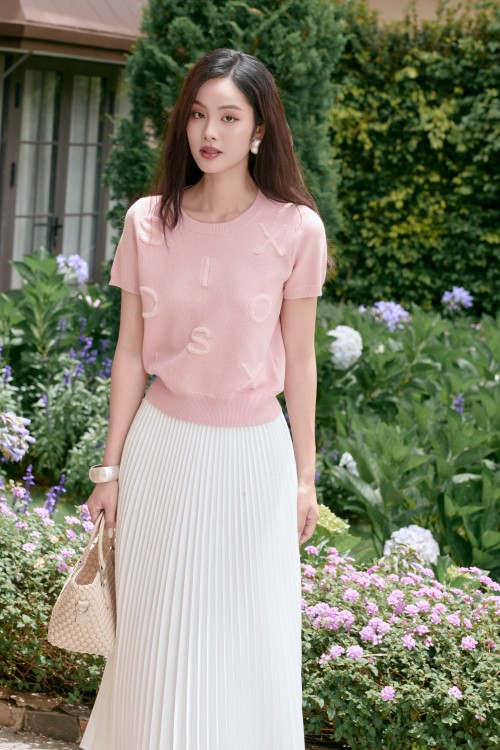 Sixdo Light Pink Knit Blouse